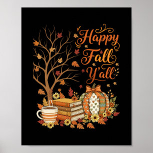 Poster Joyeux automne à tous Fleur de citrouille Café d'a