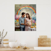 Poster Joyeux Baby shower avec maman et papa (Cuisine)