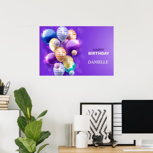 Poster Joyeux Ballons d'anniversaire (Bureau à domicile)