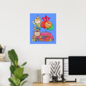 Poster Joyeux Ballons d'anniversaire garçon 1 an (Bureau à domicile)