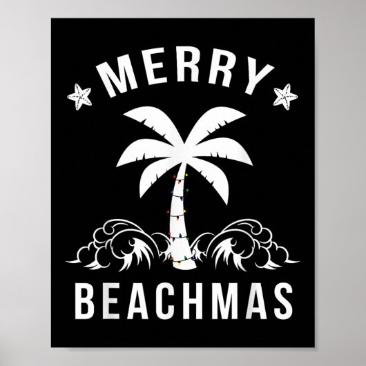 Poster Joyeux Beachmas Palm Tree Beach Noël (Devant)