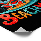 Poster Joyeux Beachmas Santa Surfant Design Rétro (Coin)