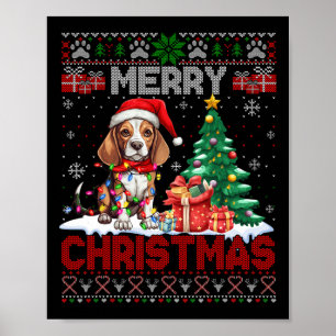 Poster Joyeux Beagle de Noël Amoureux des chiens Ugly Xma