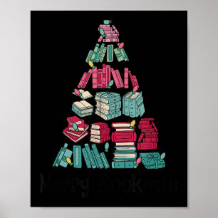 Poster Joyeux Bookmas Livres Ne Arbre Drôle Amateur de Le