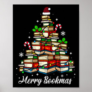 Poster Joyeux Bookmas Livres Sapin de Noël Amoureux des L