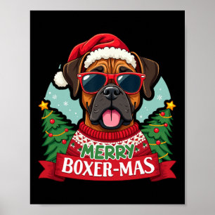 Poster Joyeux Boxer-mas Jote Boxer Chien Noël