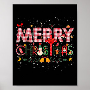 Poster Joyeux Buffalo de Noël Plaid Red Père Noël Famille