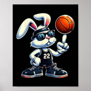 Poster Joyeux Bunny de Pâques Basketball enfants garçons