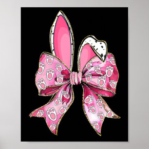 Poster Joyeux Bunny de Pâques Coquette Bow Oreilles Fille