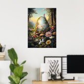 Poster Joyeux Bunny Forêt de Pâques Art Mur lapin (Bureau à domicile)