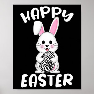 Poster Joyeux Bunny Oeufs de Pâques Zebra Imprimer Bunny 