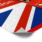 Poster Joyeux bus rouge et drapeau britannique (Coin)