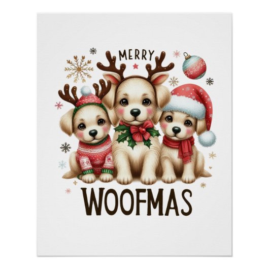 Poster Joyeux cadeau de Noël Woofmas (Devant)