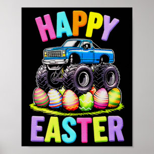 Poster Joyeux Camion Monstre de Pâques Chasse aux Oeufs C