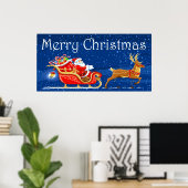 Poster Joyeux caricature du Père Noël (Bureau à domicile)