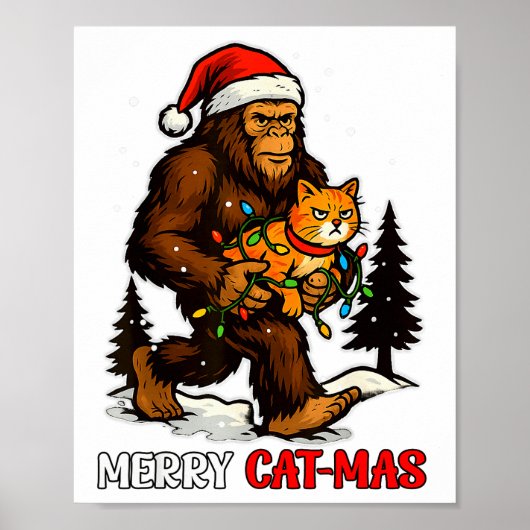 Poster Joyeux Catmas Bigfoot Et Lumières Chapeau De Père (Devant)