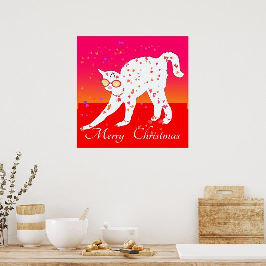 Poster Joyeux chat de Noël (Cuisine)