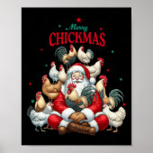 Poster Joyeux Chickmas Cute Père Noël Poulet de Noël Ferm (Devant)