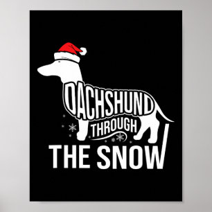 Poster Joyeux Chien De Noël À Travers La Neige Coupée