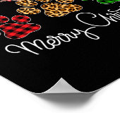 Poster Joyeux Chien De Noël Paws Éclairage Buffalo Plaid  (Coin)