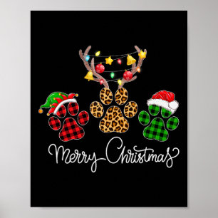 Poster Joyeux Chien De Noël Paws Éclairage Buffalo Plaid 
