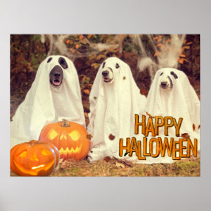 Poster Joyeux Chiens mignons d'Halloween en costumes fant
