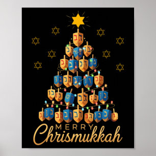 Poster Joyeux Chrismukkah Bonne fête de Hanouka Dreidel N
