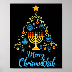 Poster Joyeux Chrismukkah Menorah Arbre de Noël Chanukah