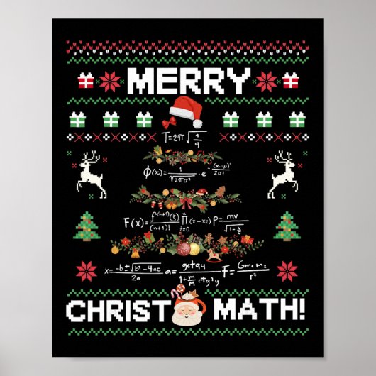 Poster Joyeux Christmath drôle de Noël Math Tree Étudiant (Devant)