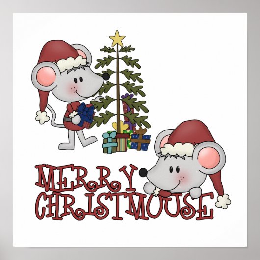 Poster Joyeux Christmouse avec l'arbre (Devant)