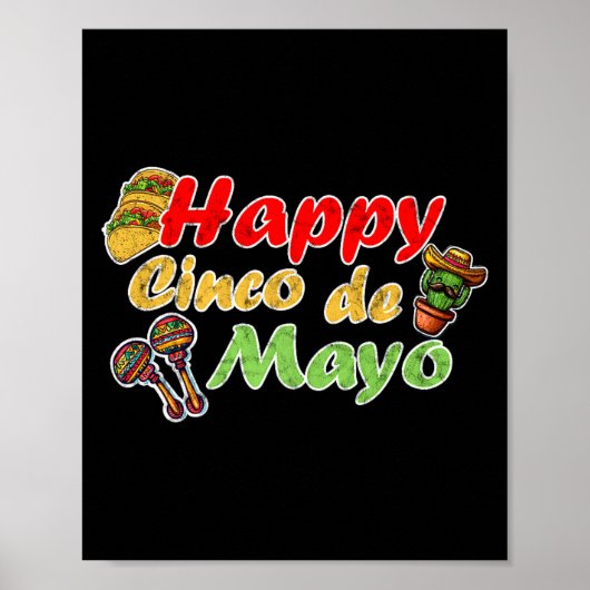 Poster Joyeux cinco de mayo drôle célébration mexique (Devant)