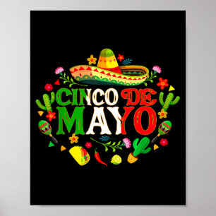 Poster Joyeux cinco de mayo mexicain chapeau margarita