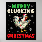 Poster Joyeux Cluckin Noël Drôle Poulet Père Noël 1 (Devant)