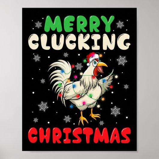Poster Joyeux Cluckin Noël Drôle Poulet Père Noël 1 (Devant)