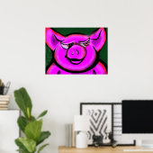 Poster Joyeux Cochon Rose (Bureau à domicile)