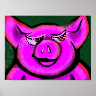 Poster Joyeux Cochon Rose