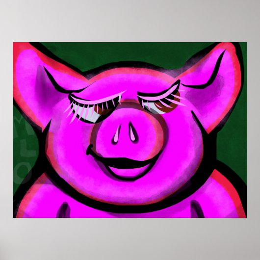 Poster Joyeux Cochon Rose (Devant)