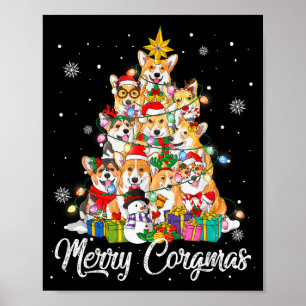 Poster Joyeux Corgmas Arbre de Noël de Corgi Guirlandes L