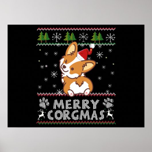 Poster Joyeux Corgmas Noel Corgi (Devant)