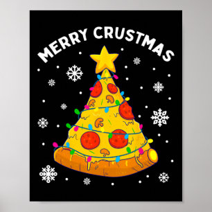Poster Joyeux Crustmas Pizza Arbre de Noël Joyeux Noël