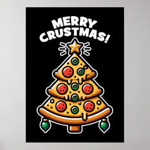 Poster Joyeux Crustmas Pizza Tree - Noël drôle