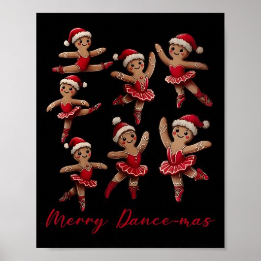 Poster Joyeux Dancemas Danseuse de pain d'épice Noël (Devant)