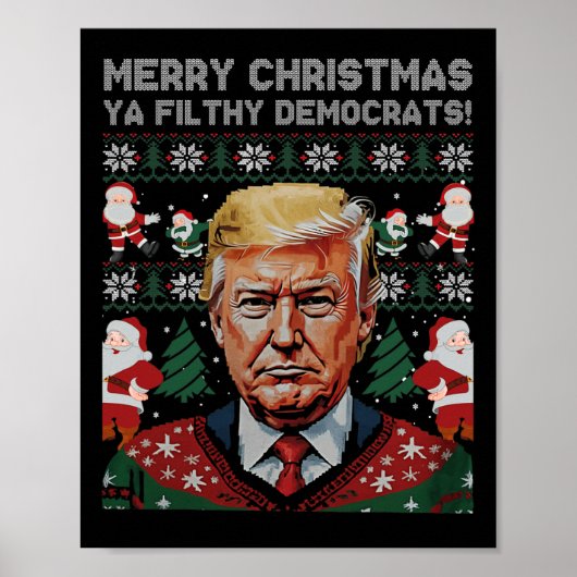 Poster Joyeux Démocrates de Noël Fileux Ya Funny Noël (Devant)