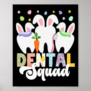 Poster Joyeux Dentiste de Pâques Lapin de Chasse aux Œufs