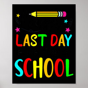 Poster Joyeux dernier jour d'école enfants enseignant étu