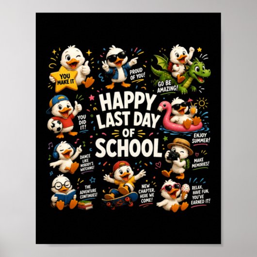 Poster Joyeux Dernier Jour D'École Professeur Fou Canard (Devant)