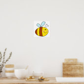 Poster joyeux dessin animé d'abeille miel volant (Cuisine)