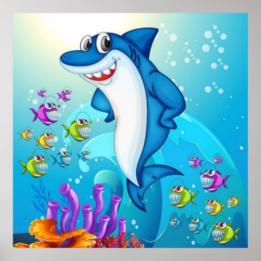 Poster Joyeux dessin de requin-23685 (Devant)