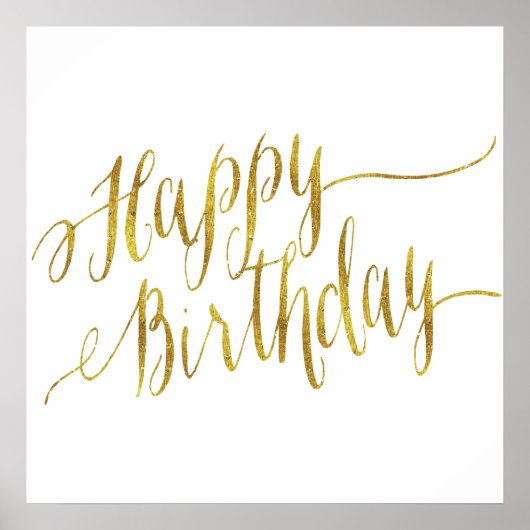 Poster Joyeux devis d'anniversaire Gold Faux Foil (Devant)