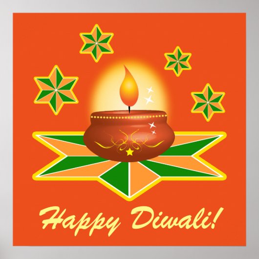 Poster Joyeux Diwali avec lanterne (Devant)